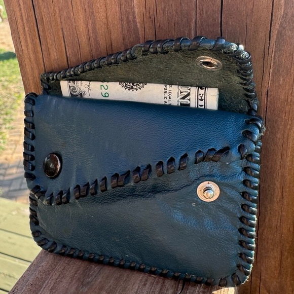 Vintage Blue Leather Wallet - Picture 4 of 5
